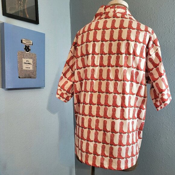 Brooke Wright Kimono Tunic Cowboy Boot Print Top - Picture 4 of 9